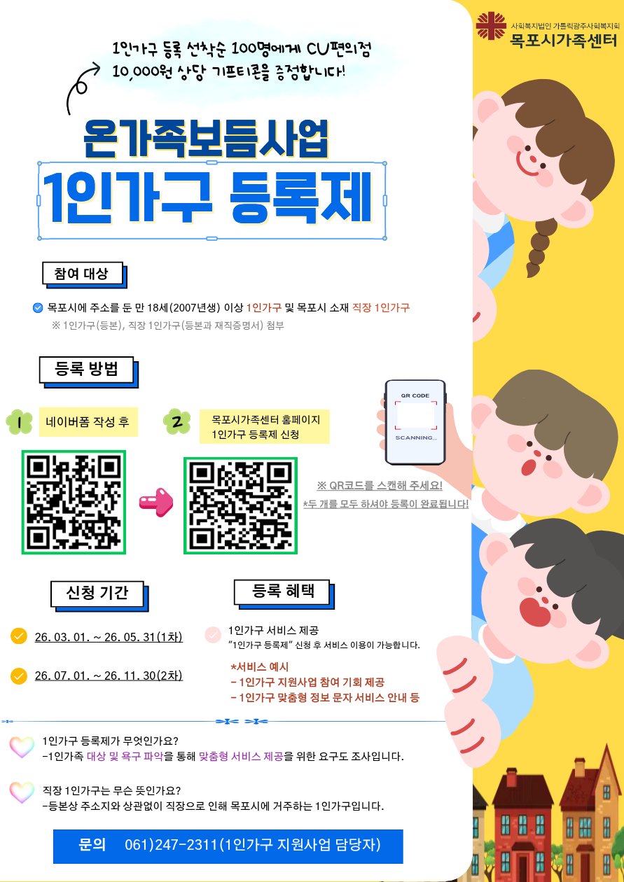 목포시,‘1인가구 등록제’도입…맞춤형 지원 본격 추진