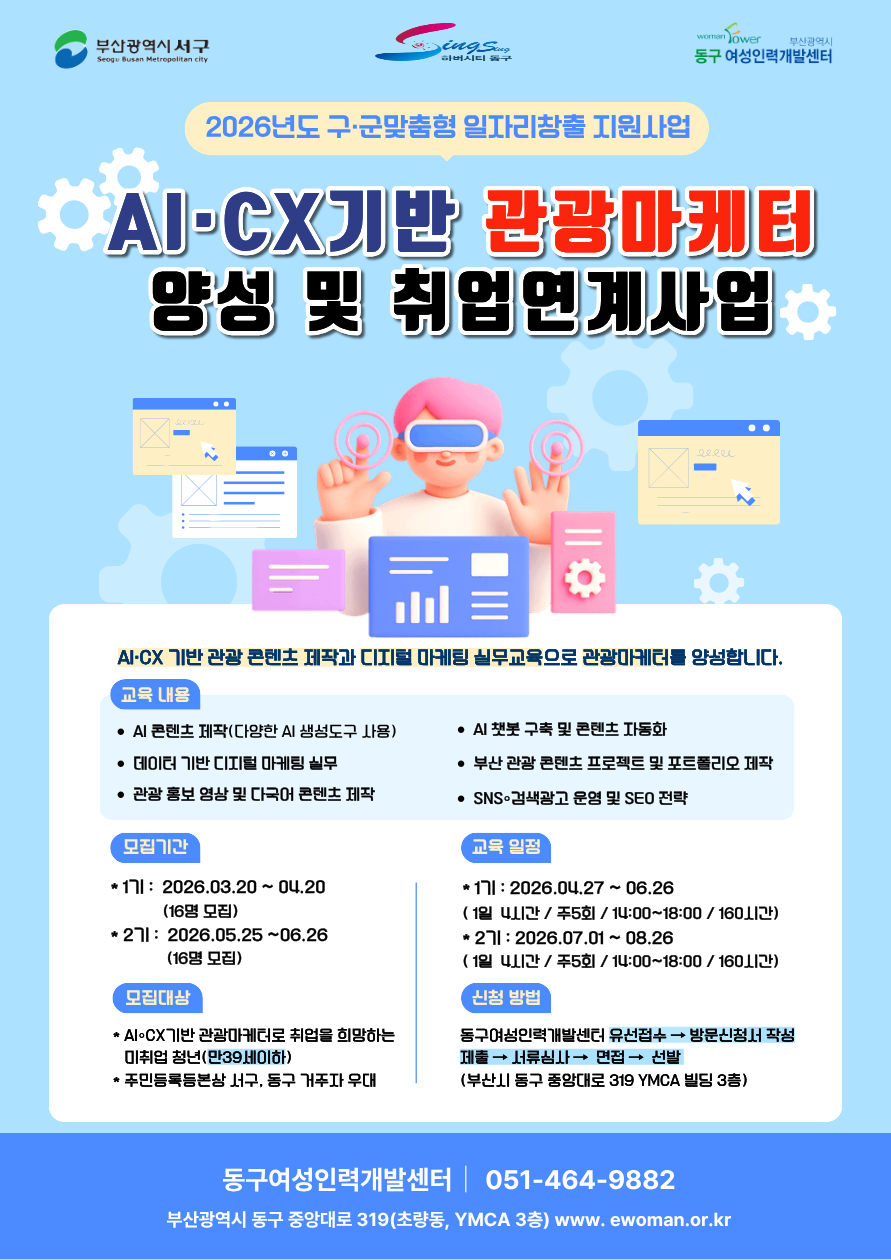 부산 서구·동구, ‘AI·CX 기반 관광마케터’ 양성으로 청년 일자리 창출