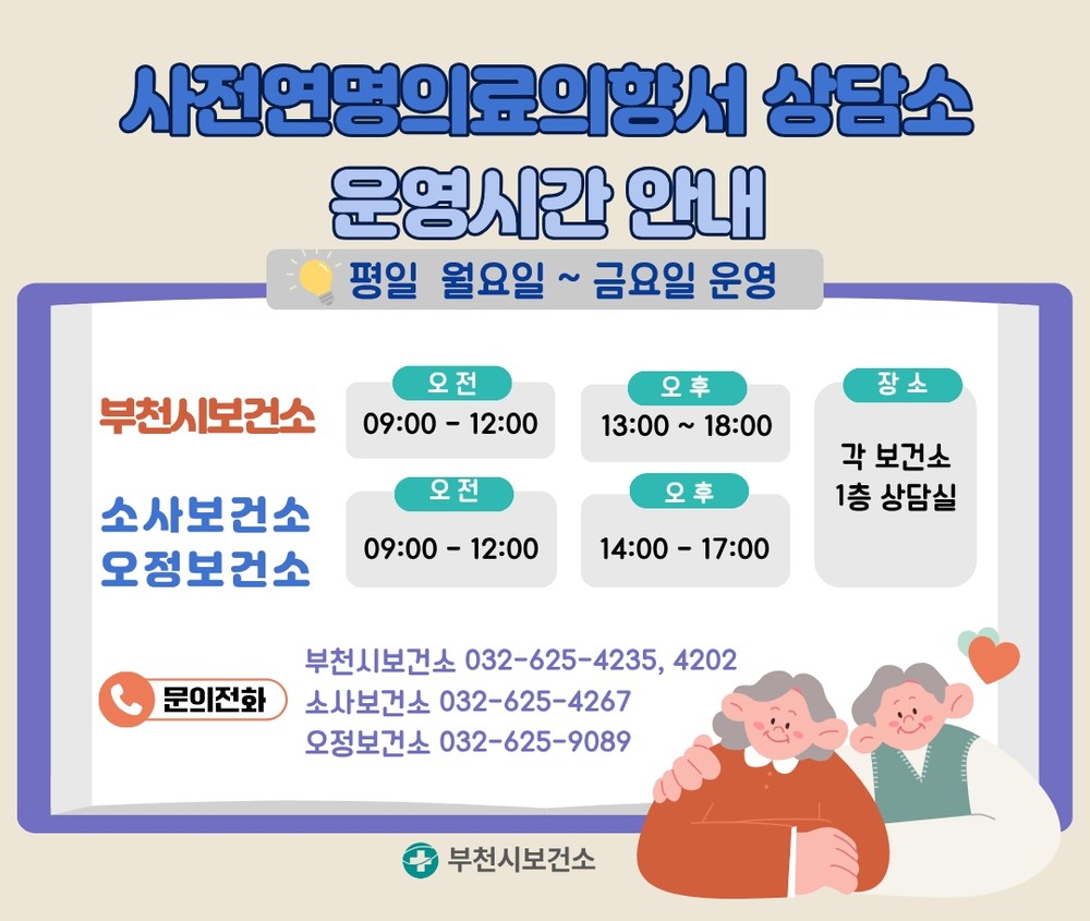 부천시, ‘사전연명의료의향서 상담소’ 운영…존엄한 삶의 마무리 지원
