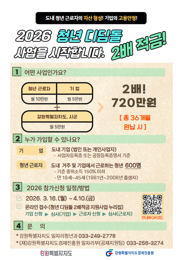 동해시, ‘청년 디딤돌 2배 적금’참여자 모집