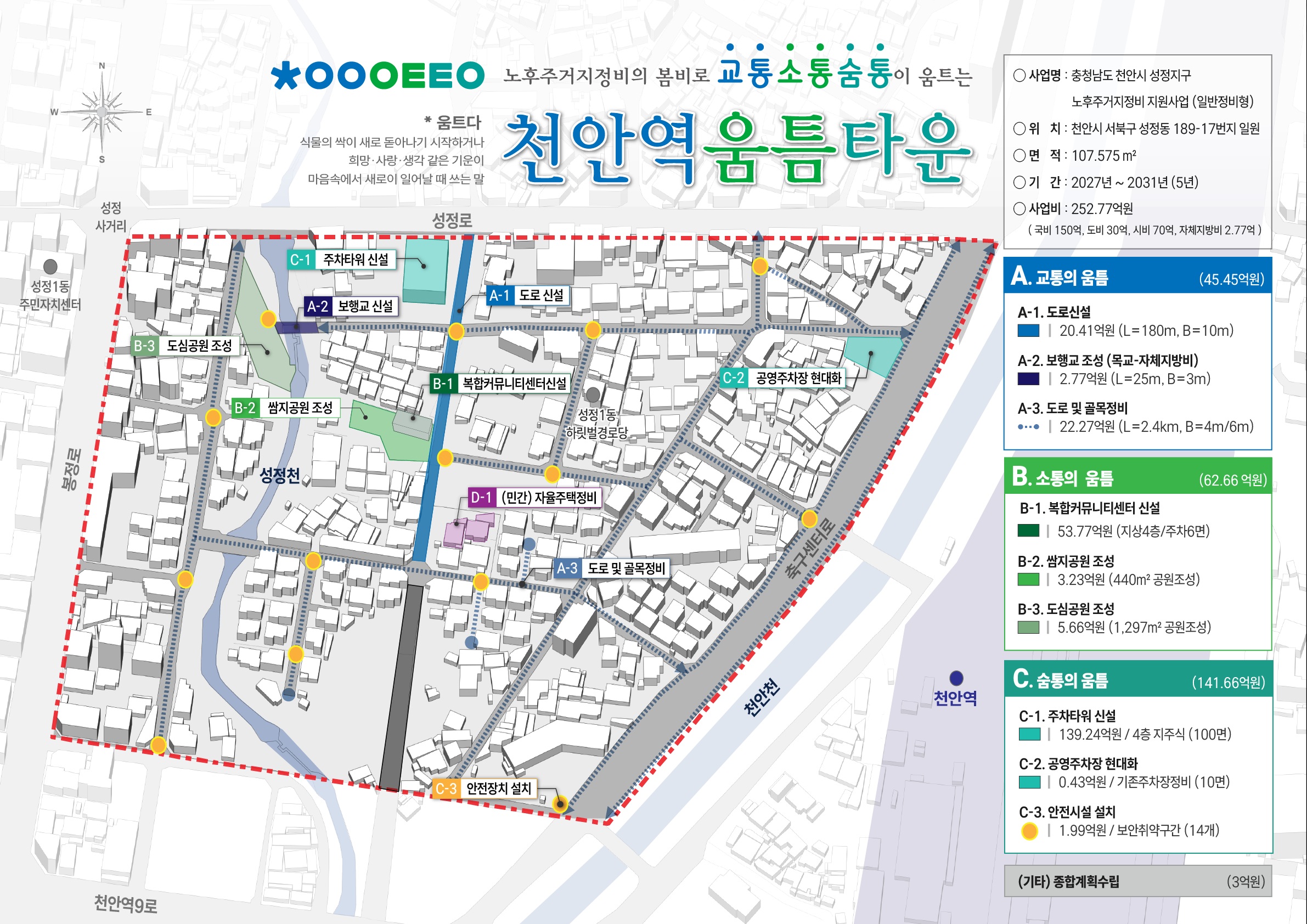 천안시, 국토부 ‘노후주거지정비 지원사업’ 공모 도전…성정지구 정비