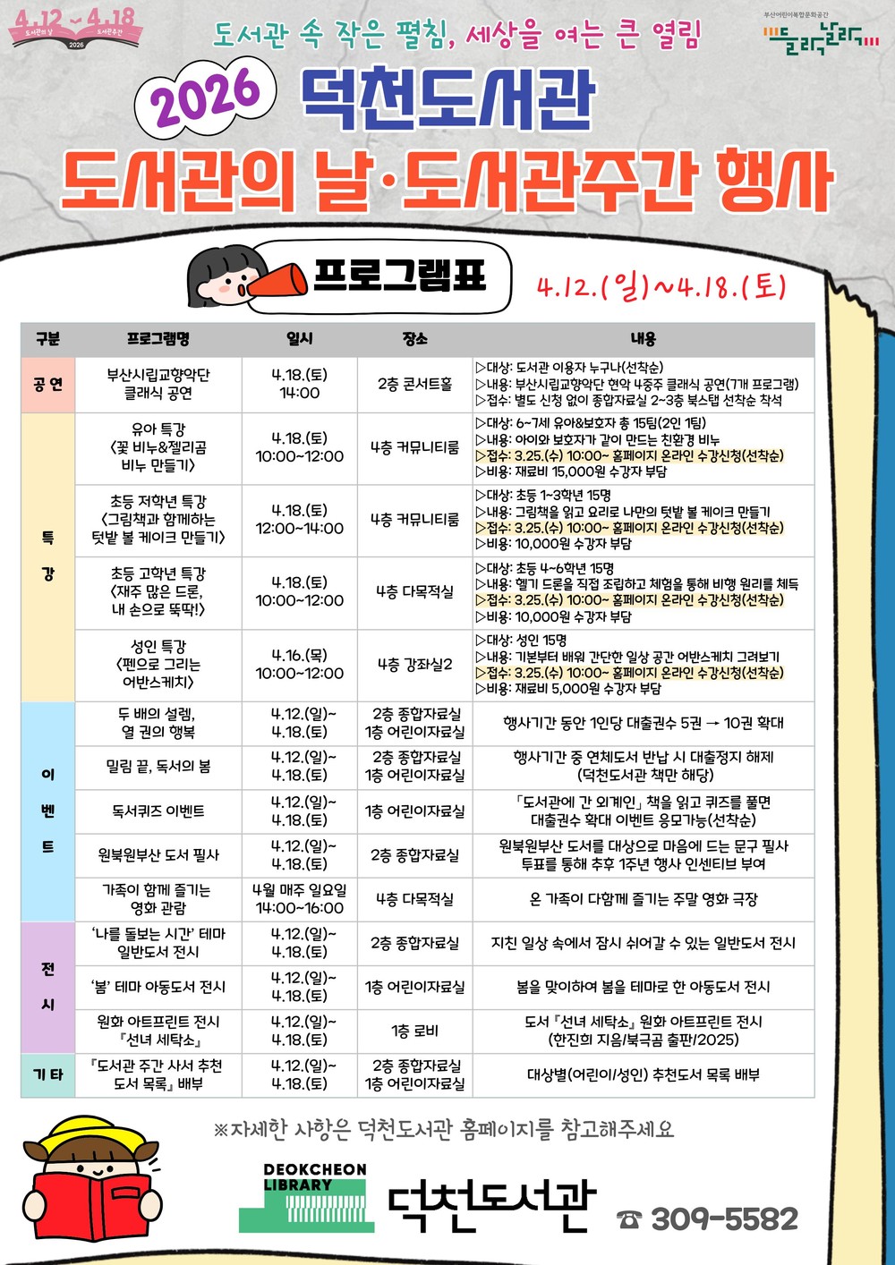 부산 북구, 4월 도서관 행사 활짝