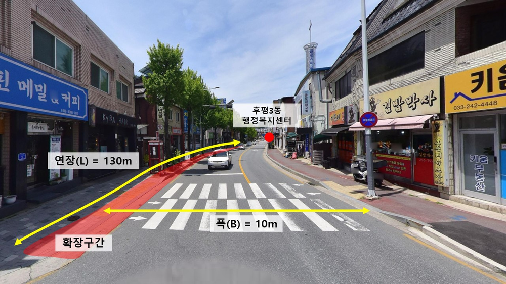 후평3동 행정복지센터 인근 도로 확장