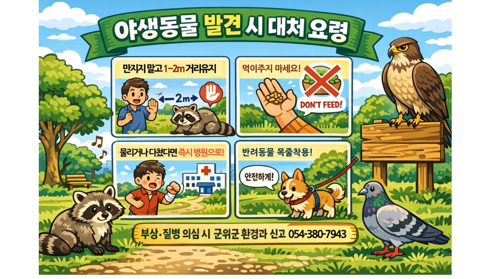 봄철 야생동물 민가 출몰 증가, 군위군, 안전수칙 준수 당부