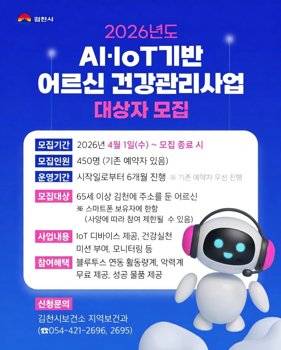 김천시보건소, AI∙IoT기반 어르신 건강관리사업으로 건강한 노년을 책임진다