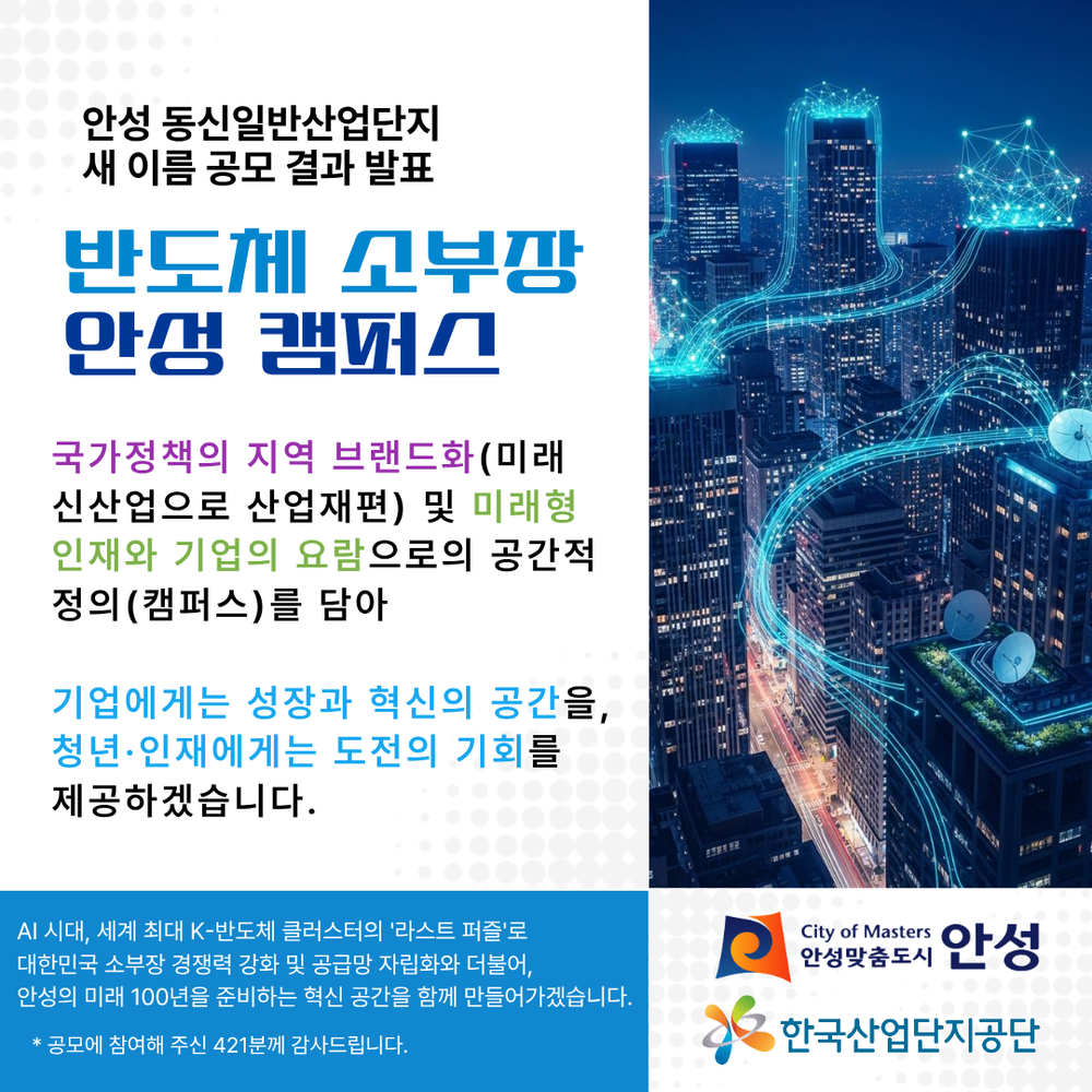 안성시 동신산단 새 이름으로 ‘반도체 소부장 안성 캠퍼스’ 최종 선정