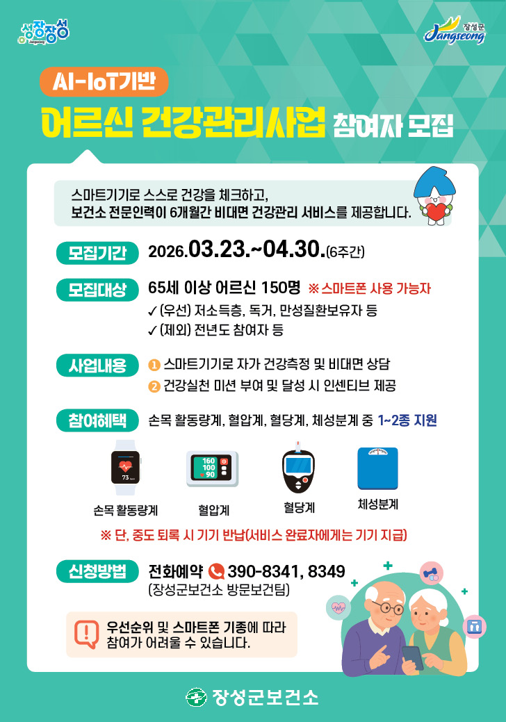 어르신이 활기찬 장성군, 노후 건강 ‘스마트 기기’로 챙긴다