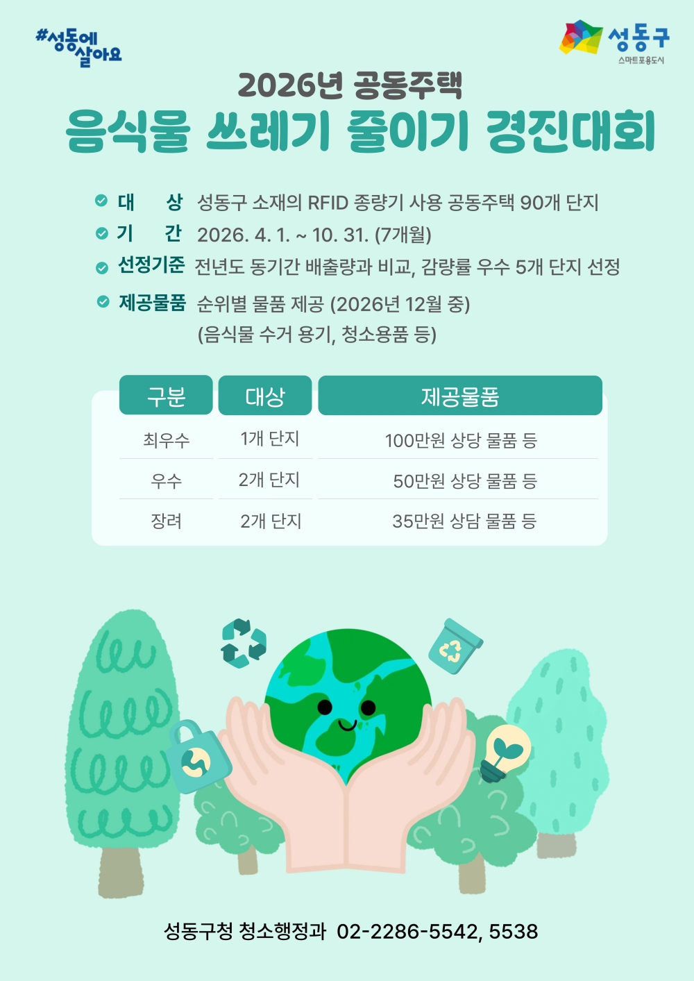 성동구, 공동주택 음식물쓰레기 줄이기 경진대회 추진