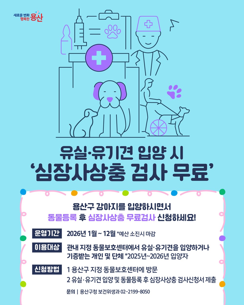 용산구, 유실·유기견 심장사상충 무료 검사 실시