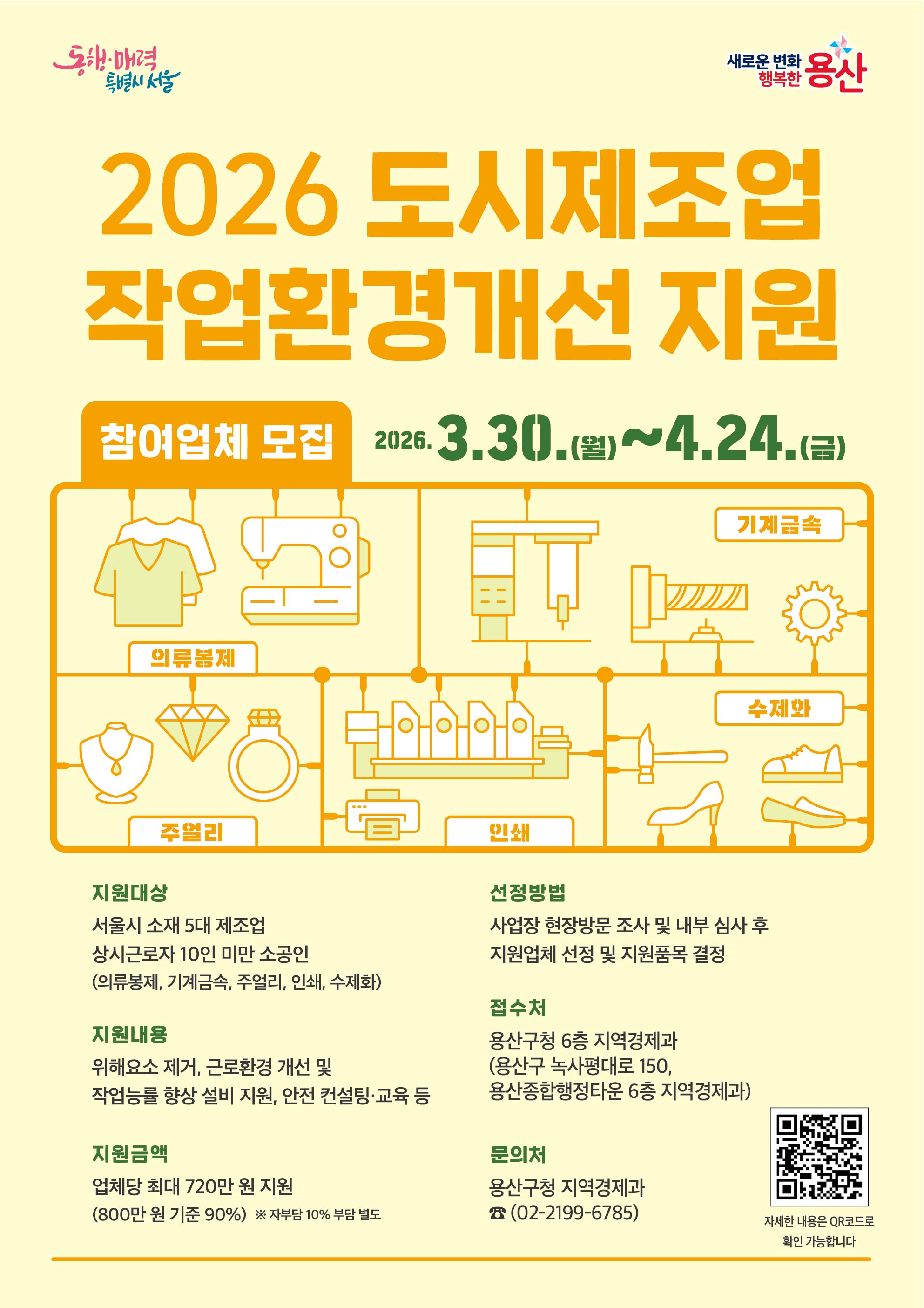용산구, 5대 도시제조업 작업환경개선 업체별 최대 720만원 지원