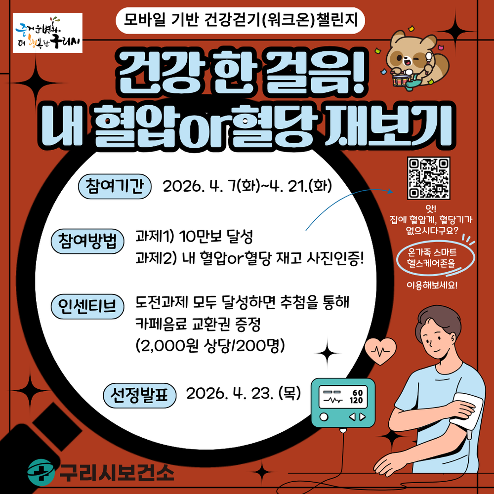 구리시, ‘건강 한 걸음! 내 혈압·혈당 재보기’ 워크온 도전 잇기 운영