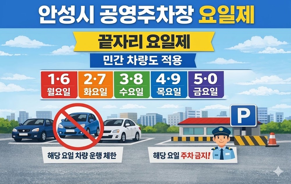 안성시, 8일부터 관내 공영주차장 ‘승용차 5부제’ 시행