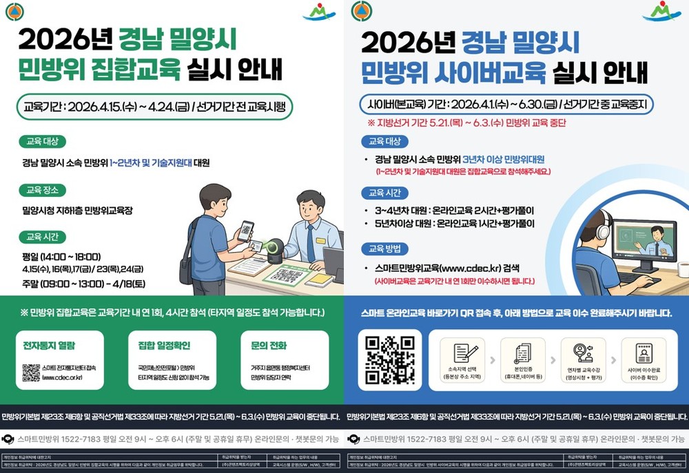밀양시, 2026년 민방위 본교육 실시