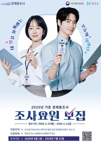 함안군, 2025년 기준 경제총조사 조사요원 모집