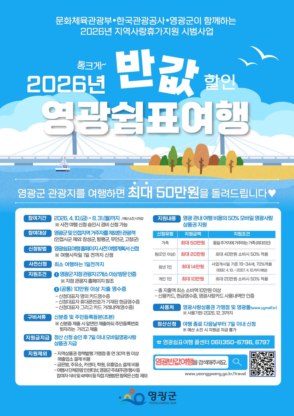 영광군, ｢2026년 반값 할인 영광 쉼표 여행｣ 4월 신청 조기 마감