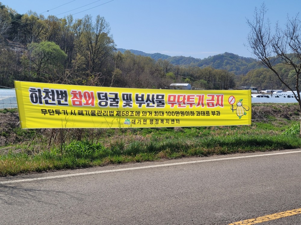 하천변 참외 덩굴 및 부산물 무단 투기 절대 금지!