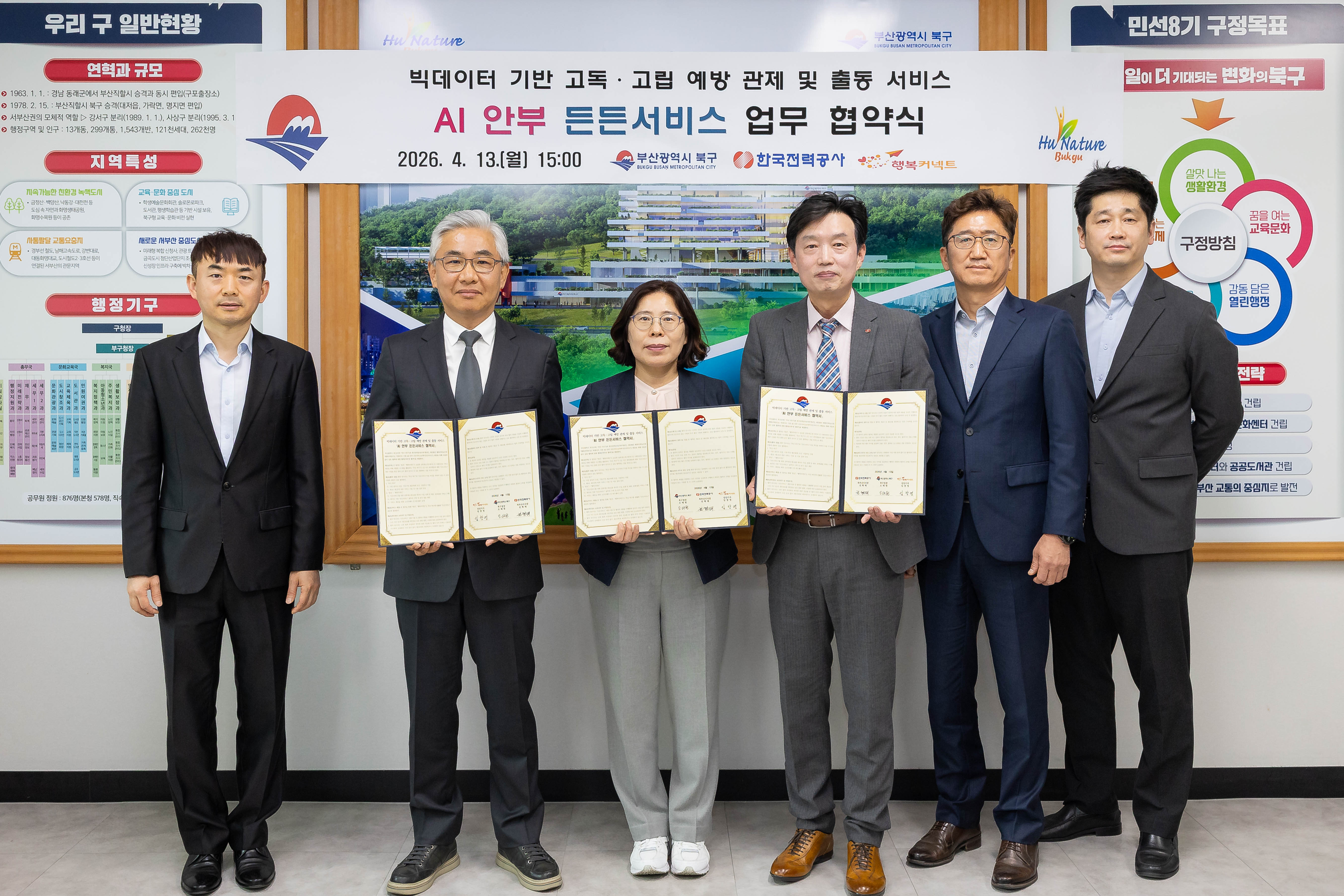 부산 북구, 전력·통신·앱 데이터 기반 ‘AI 안부 든든서비스’ 업무협약 체결