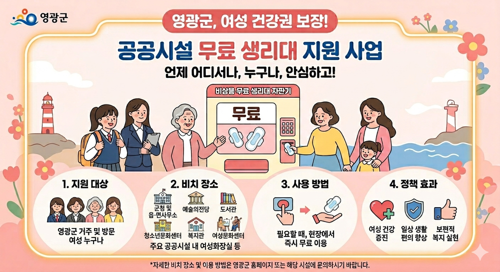 영광군, 공공시설 내 ‘무료 생리대’ 시대 연다