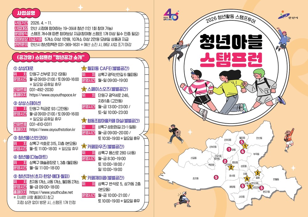 안산시, 청년공간·행사 잇는‘청년마블 스탬프런’운영