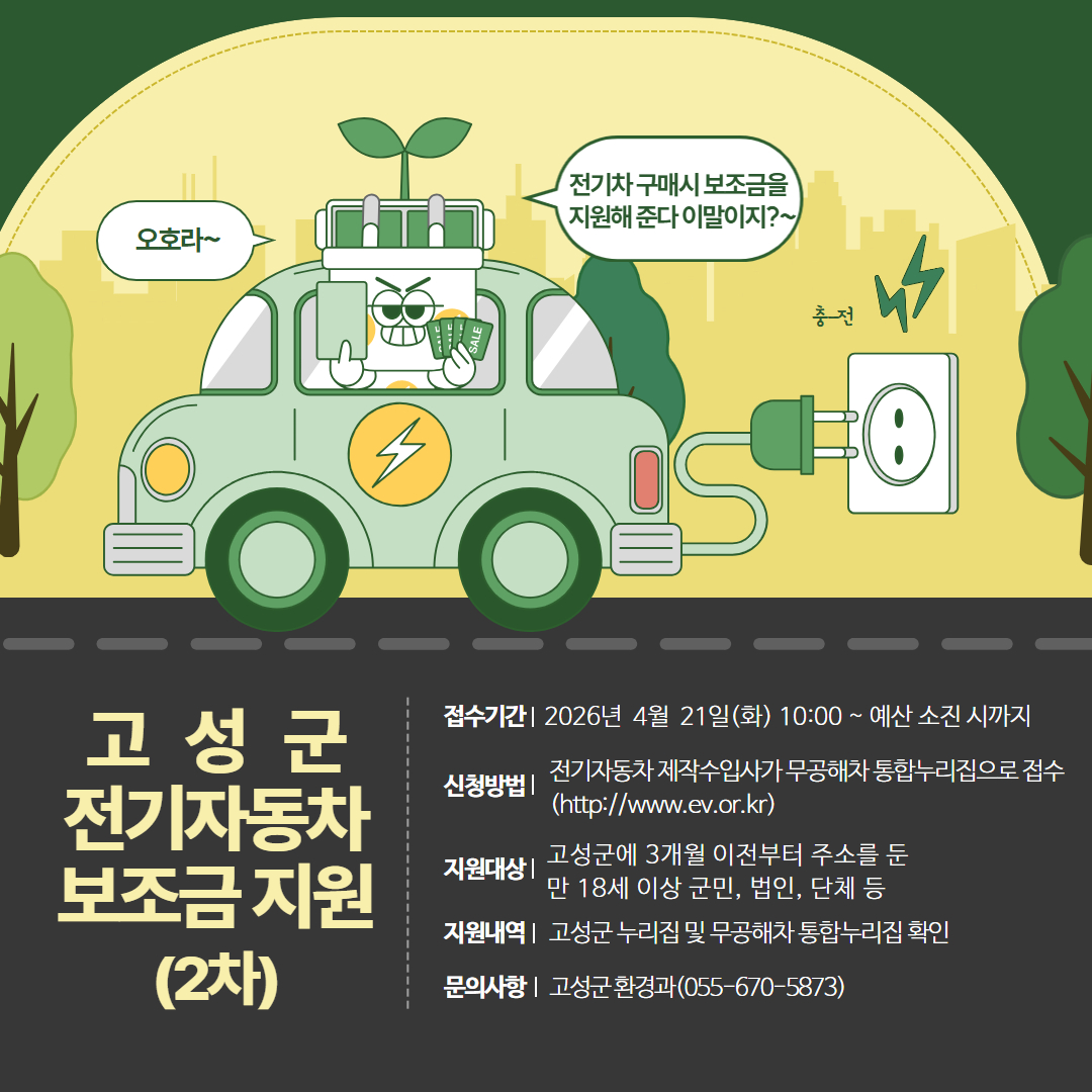 고성군, 2026년 전기자동차 2차 보급 추진