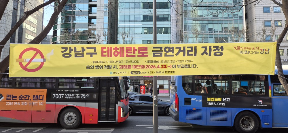 강남구, 23일부터 테헤란로 신규 금연거리 단속…24일부터 전자담배도 포함