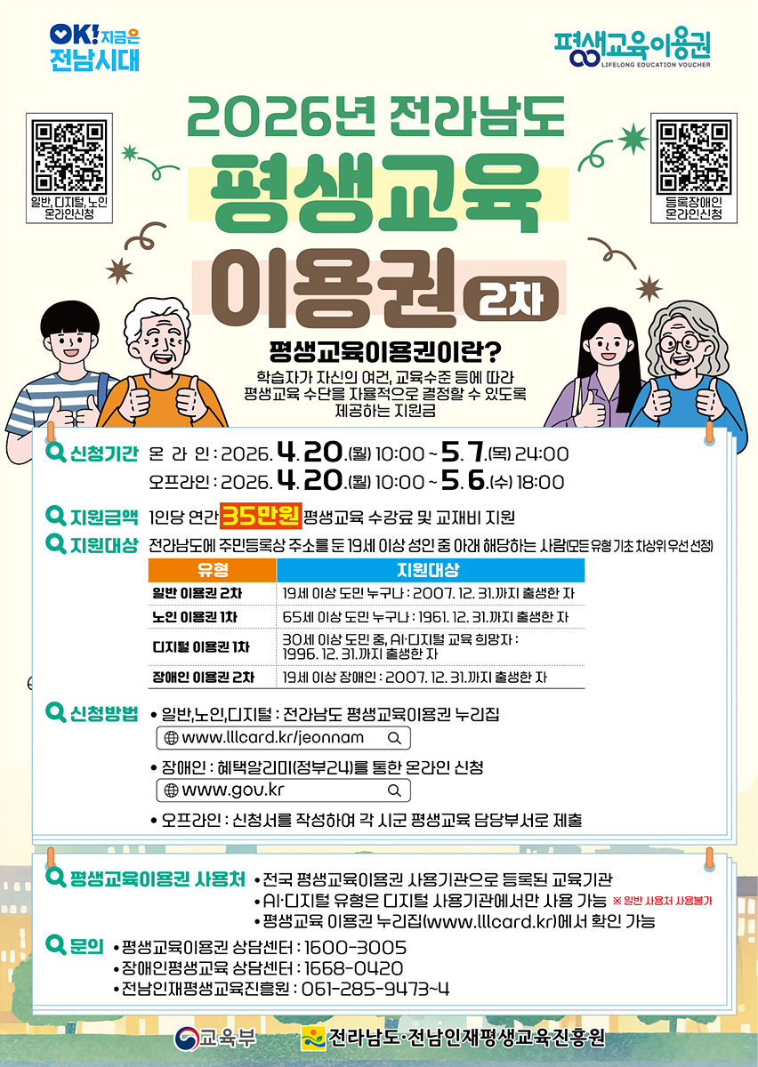 여수시, AI·디지털 등 ‘제2차 평생교육이용권’ 참여자 모집