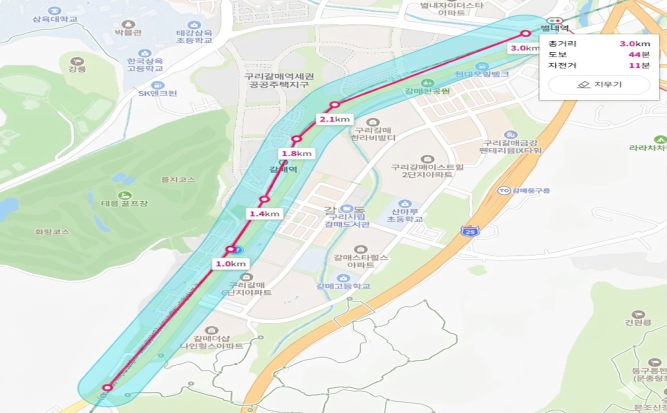 구리시, 갈매동 경춘선 일대 3km 교통소음 관리지역 지정