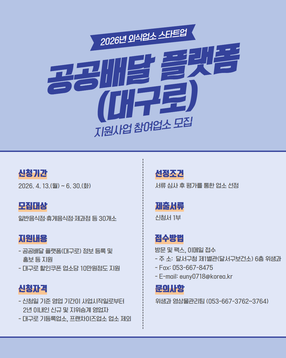 달서구, 신규 외식업소‘대구로’등록 지원…공공배달로 판로 확대