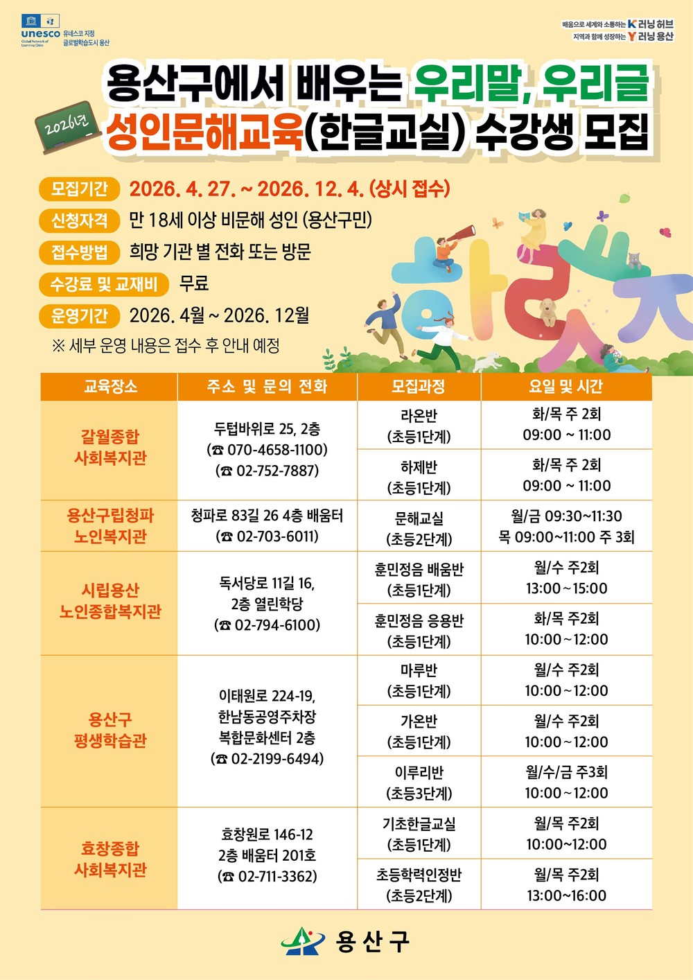 용산구, 2026년 평생교육 공모사업 4관왕 달성
