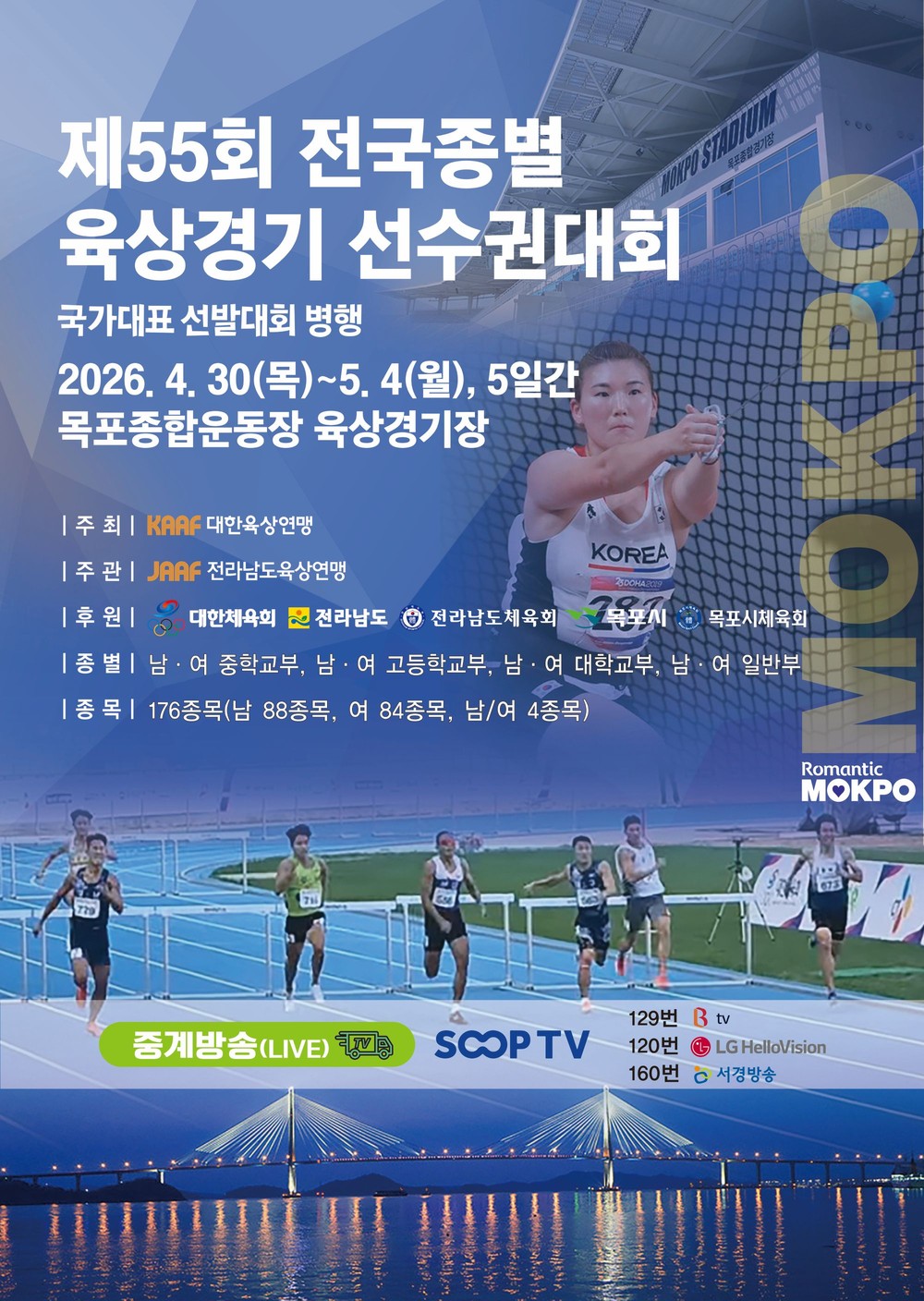 목포시, 스포츠 명품도시 입지 강화…전국육상·아시아투척 대회 개최