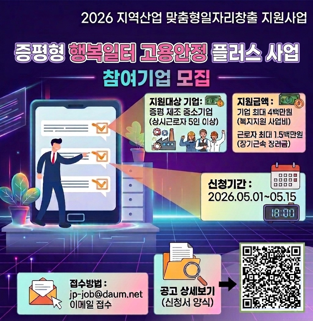 증평군, 제조 중소기업 고용안정 지원