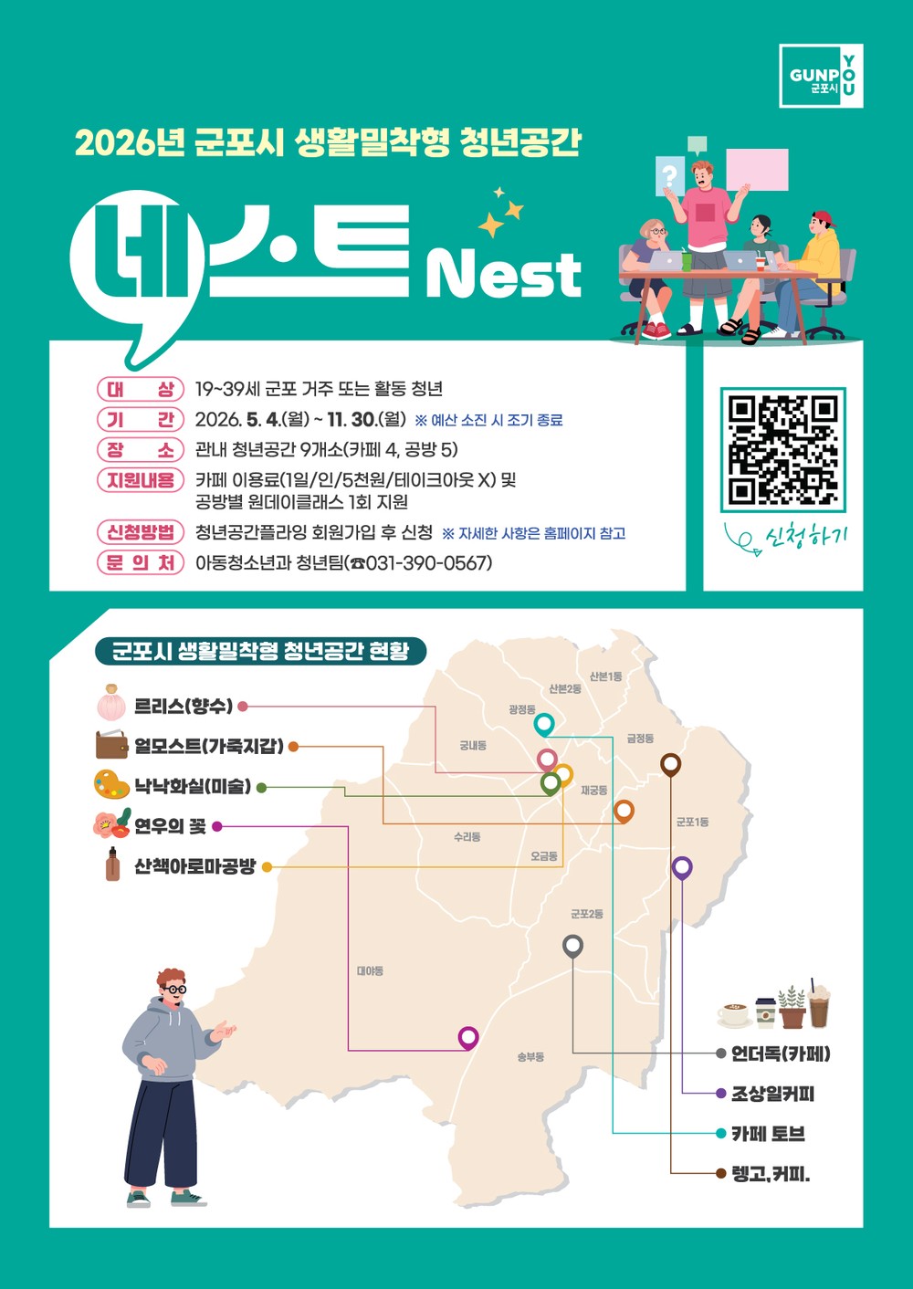 군포시, ‘생활밀착형 청년공간 네스트(Nest)’ 9개소 운영