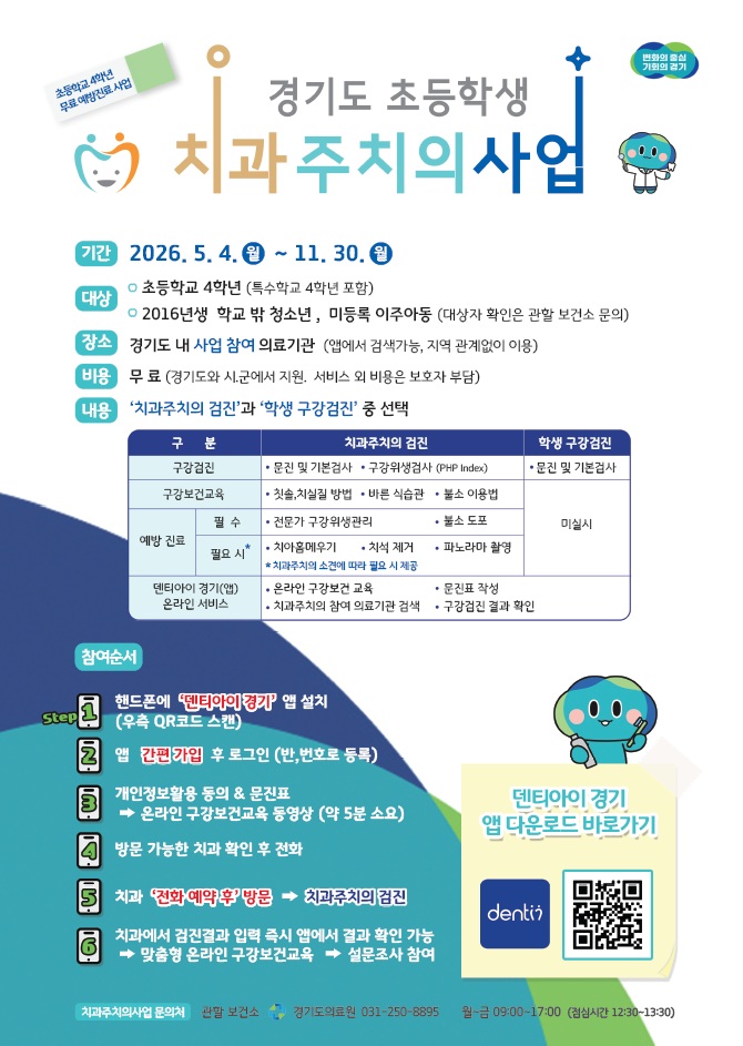 의왕시 보건소, 2026년 경기도 초등학생 치과주치의사업 시행