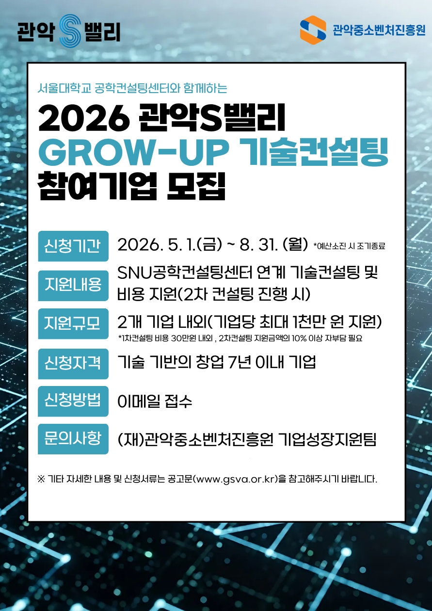 관악구, 서울대와 ‘스타트업 기술컨설팅’ 지원 딥테크 벤처 육성 본격화