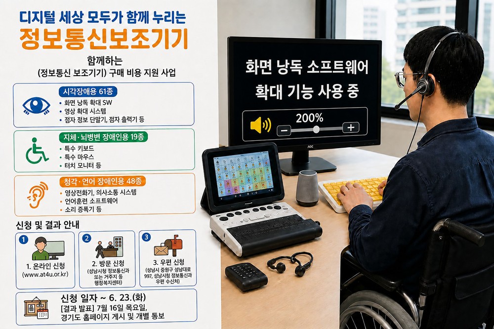 성남시, 장애인 정보통신 보조기기 128종 구매비 80~90% 지원