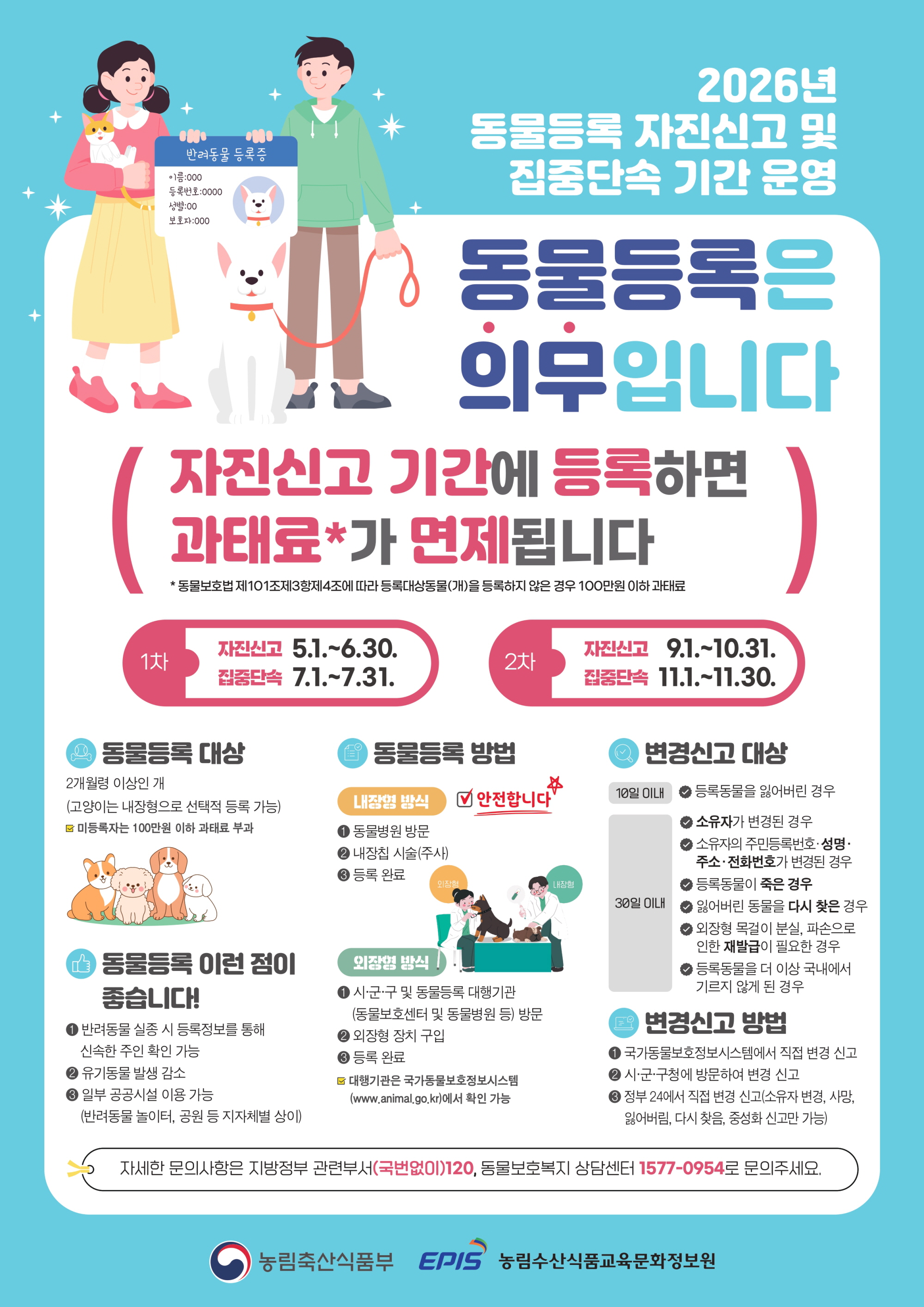 보은군, 반려견 동물등록 자진신고 기간 운영