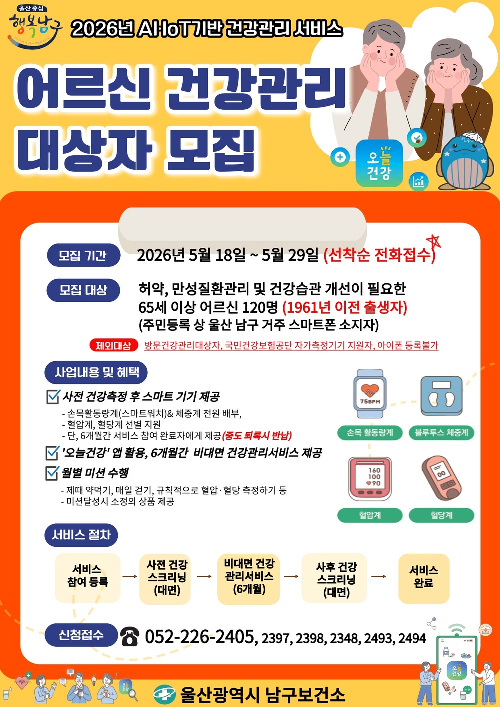 AI·IoT로 어르신 건강 챙긴다...남구, 노인 건강관리 사업 추진
