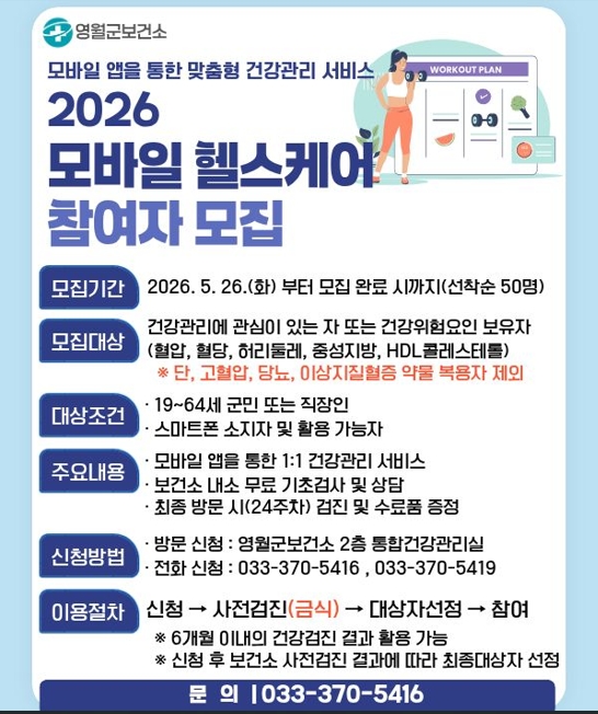 영월군보건소, 모바일헬스케어사업 운영