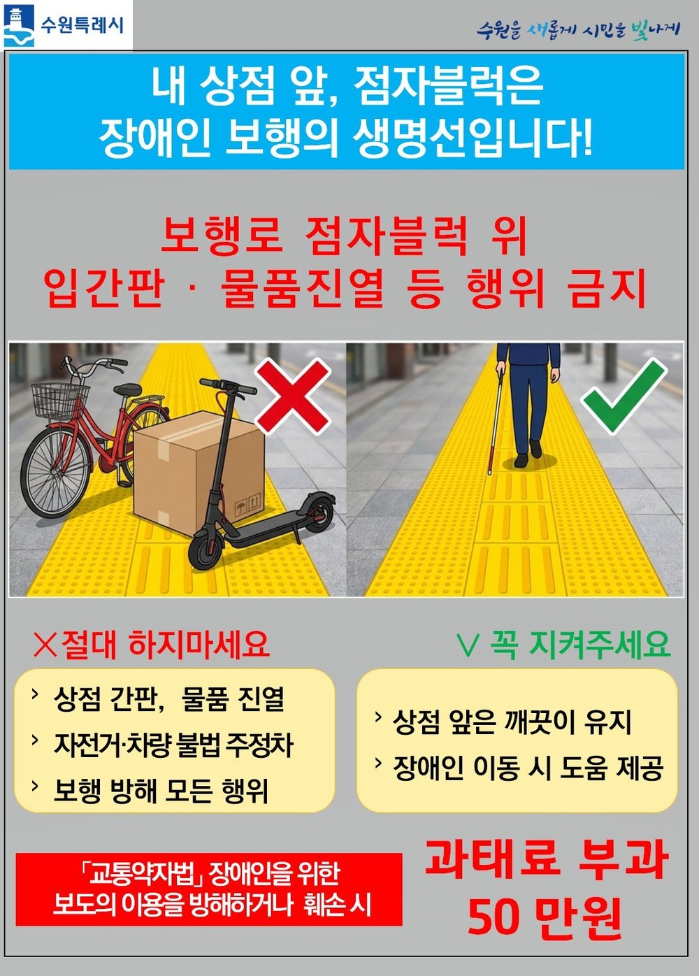 수원특례시, 경기도 최초로 장애인 보도 이용 방해 단속 가이드라인 마련