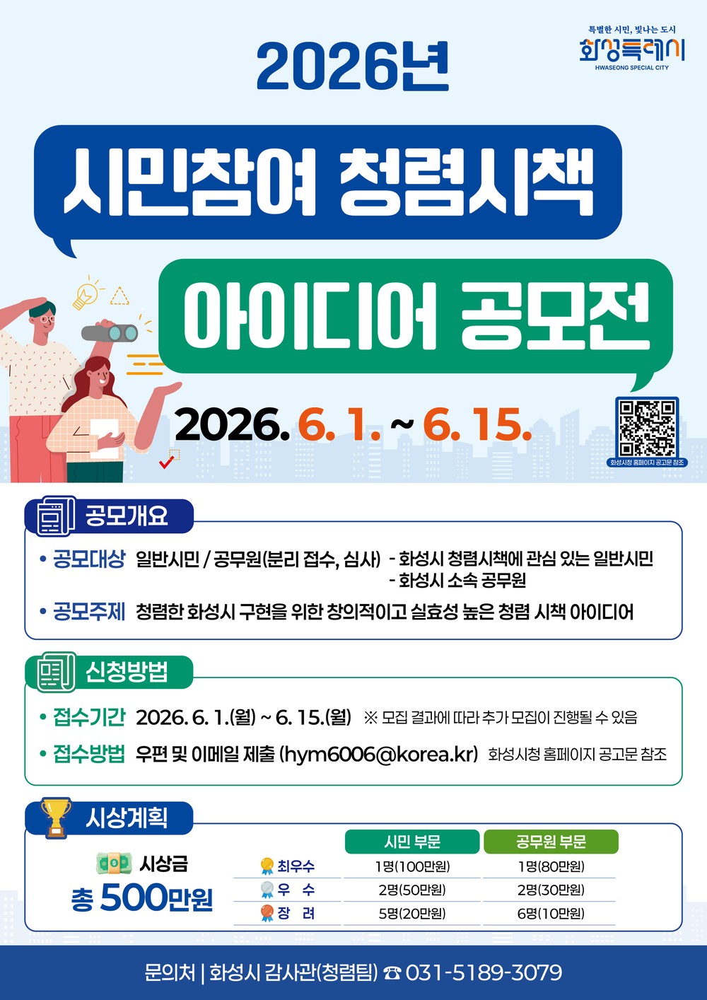 화성특례시, ‘2026년 시민참여 청렴시책 아이디어 공모전’ 개최