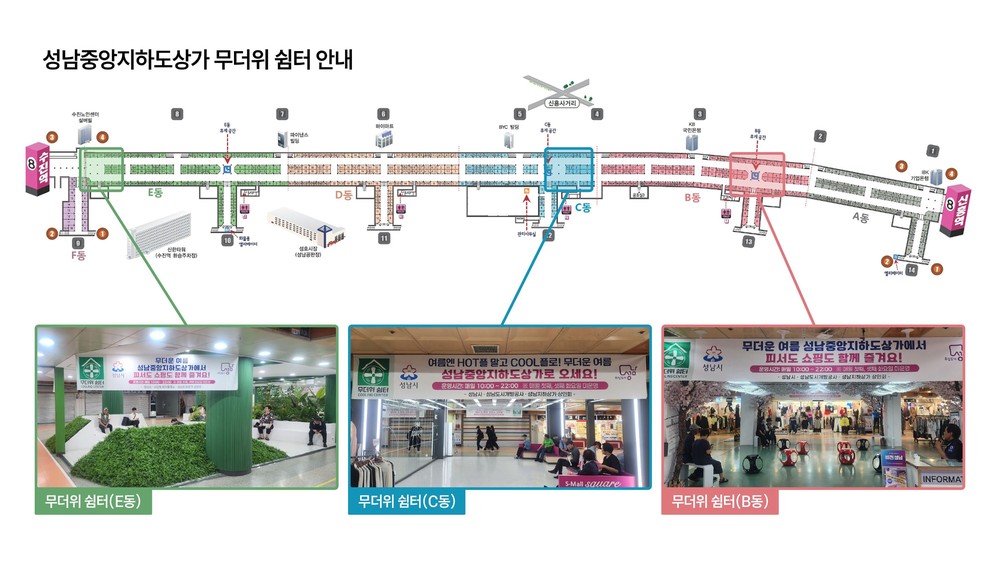 성남시 중앙지하도상가에 시민 위한 무더위쉼터 조성