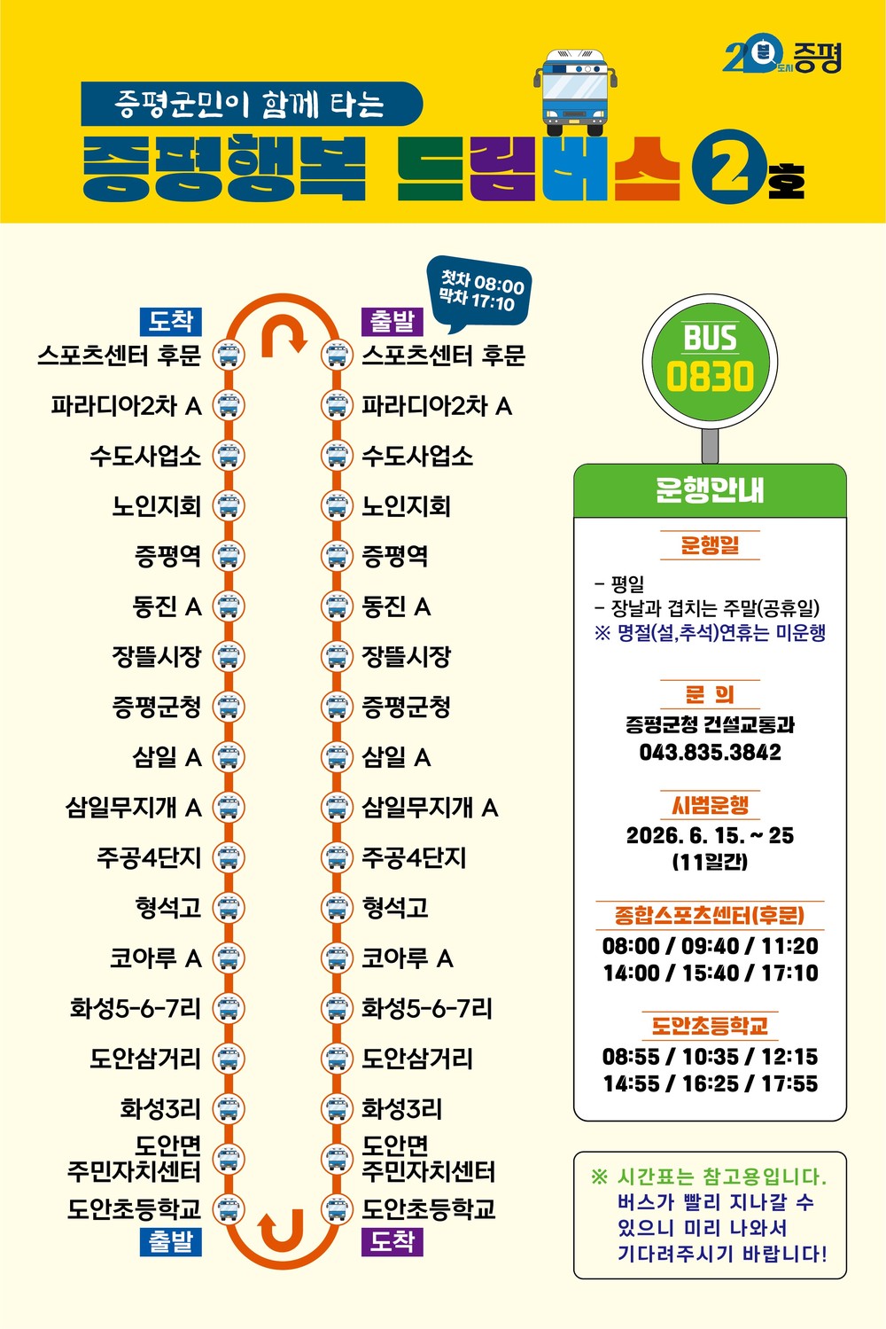 증평군, 행복드림버스 신규 노선 운행 주민 이동 편의 높인다.