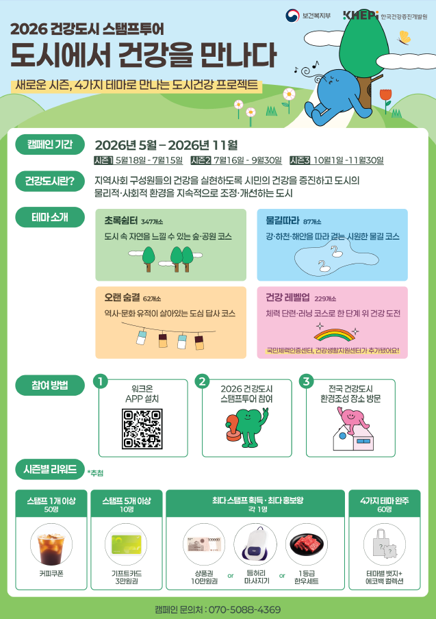 금산군, 2026년 건강도시 스탬프 투어 ‘도시에서 건강을 만나다’ 캠페인 안내