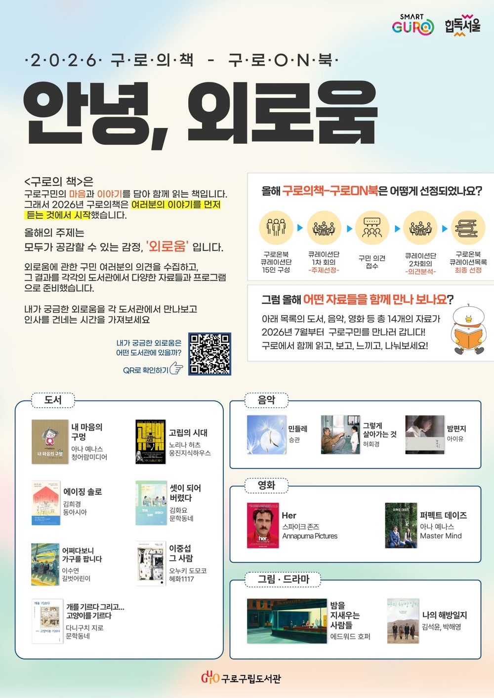 구로구, ‘2026년 구로 ON 북’ 메인 큐레이션 목록 선정