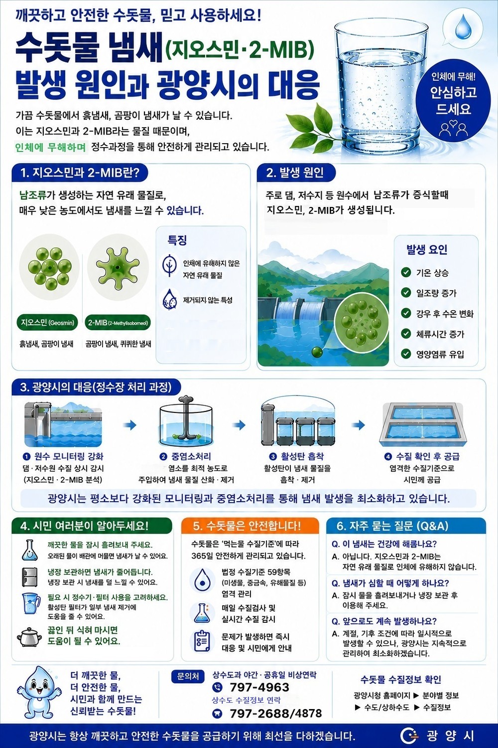 광양시, 여름철 수돗물 흙냄새(지오스민·2-MIB) 적극 대응