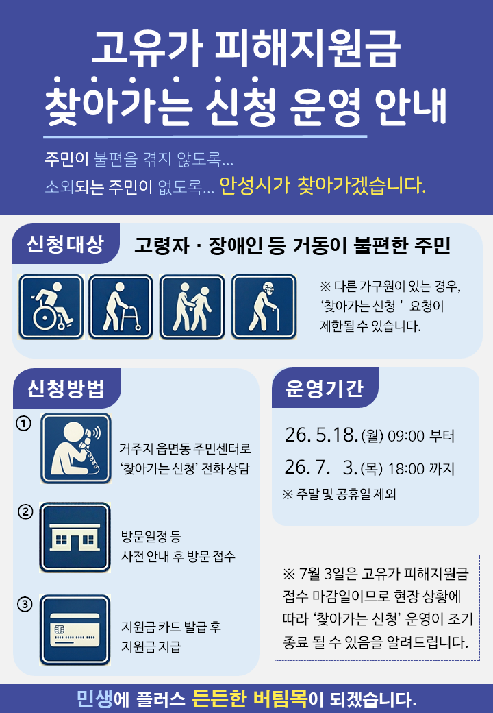 안성시, 고유가 피해지원금 7월 3일 접수 마감